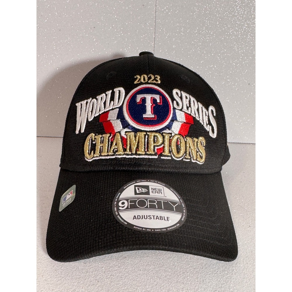 New Era 2023 World Series Champions Texas Rangers 9FORTY Adjustable Hat Black